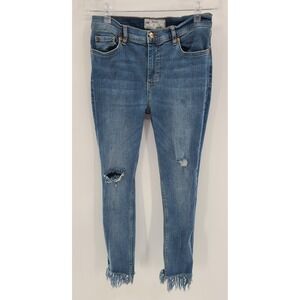 Free People Womens Jeans Size 29 Blue‎ Distressed Frayed Hem Skinny Boho Indie